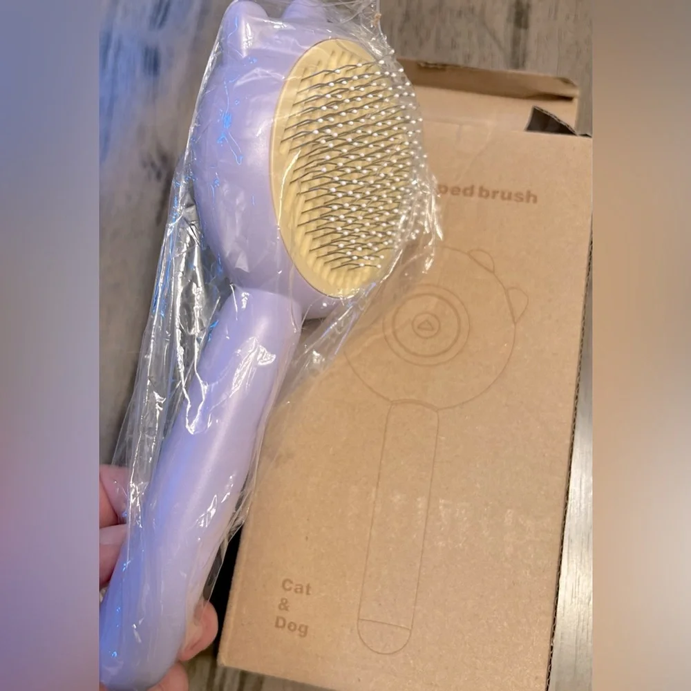 NIB~Self Cleaning Cat/Dog Pet Brush w/Nail Clippers & File Kit